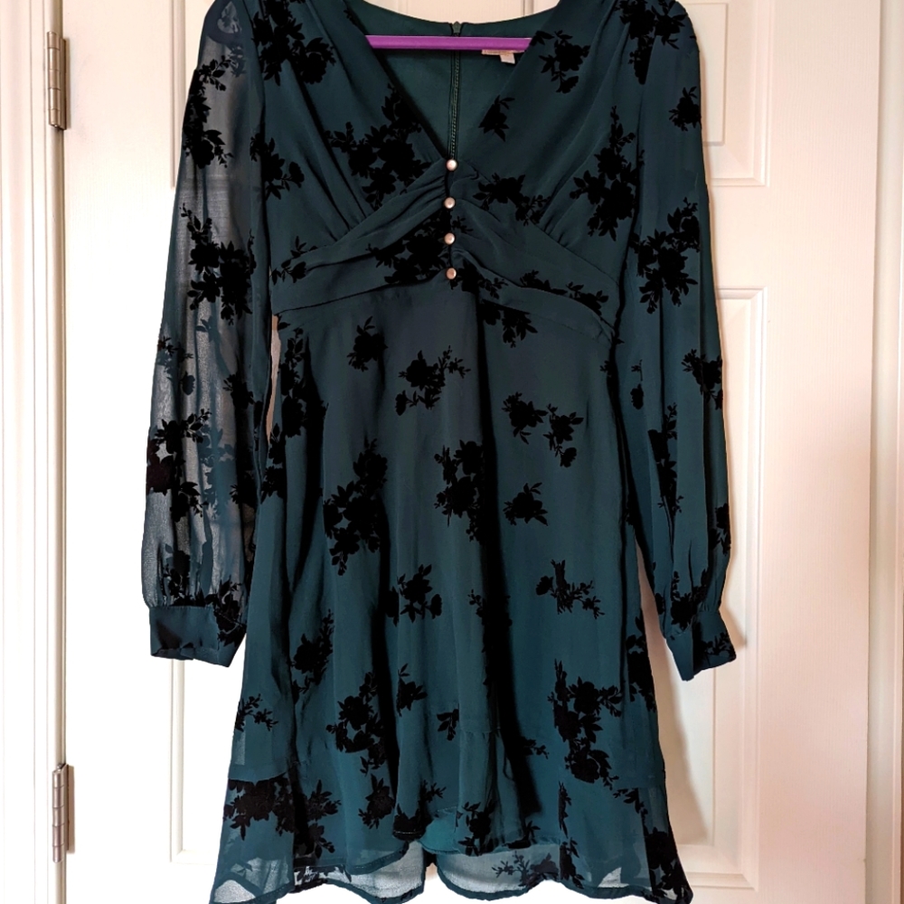 GB long sleeved dress with velvet accents